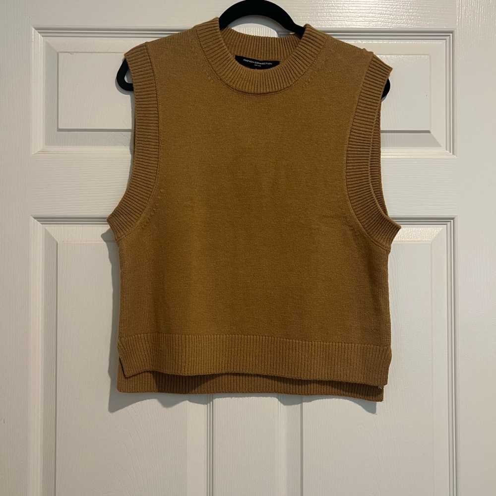 French Connection Camel Sleeveless Sweater Vest Top